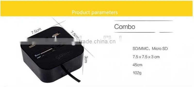 All In One COMBO 3 port 2.0 HUB USB card reader for SD/MMC/M2/MS/MP