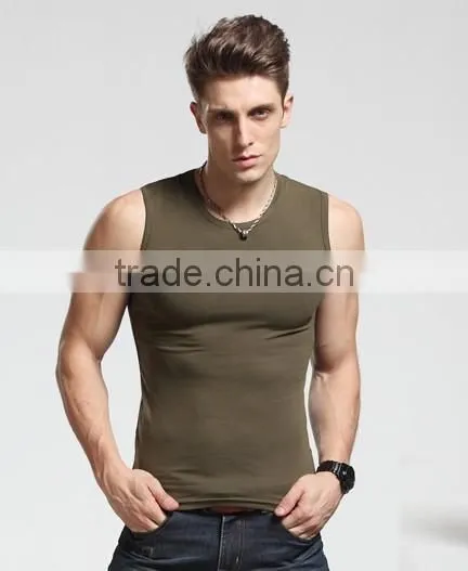 High quality custom design 100% Cotton Fabric cool men tank top