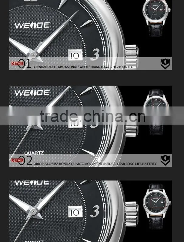 WEIDE Top Sale Famous Brand Men Watch Genuine Leather Strap Watches Waterproof Relogio Dress Men's Wrist Watches Casual WH93011