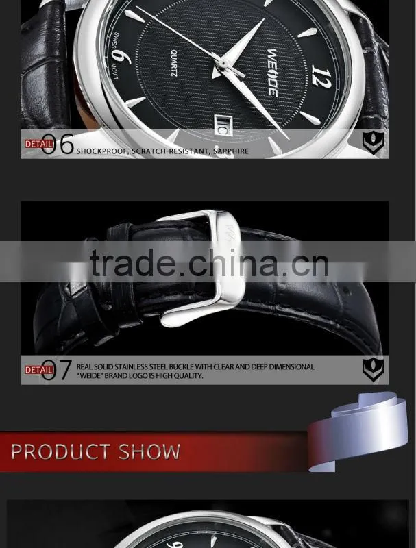 WEIDE Top Sale Famous Brand Men Watch Genuine Leather Strap Watches Waterproof Relogio Dress Men's Wrist Watches Casual WH93011