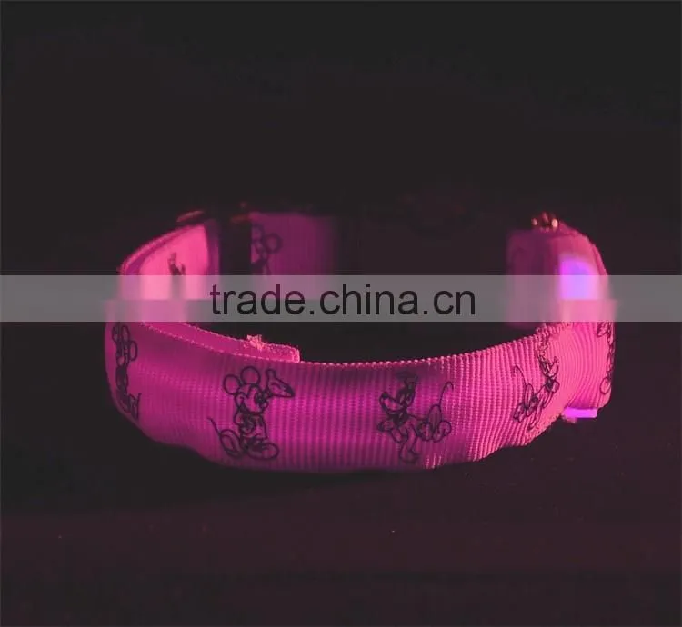 Adjustable Lovely Pet Dog Flashing Safety Nylon Night Glow Collar LED Lights