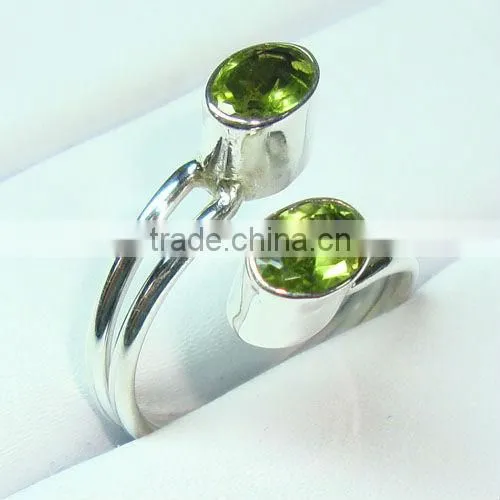 925 Sterling Silver Citrine & Peridot Ring