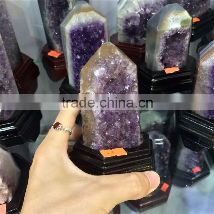 Natural Rock Amethyst Geode Cluster Wand Point Crystal Pillars