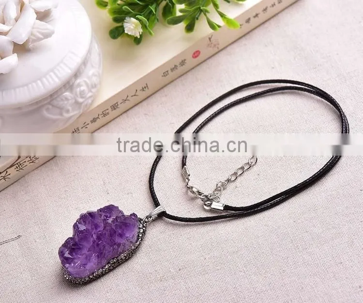 Lovely Natural Amethyst Geodes Crystal Pendants