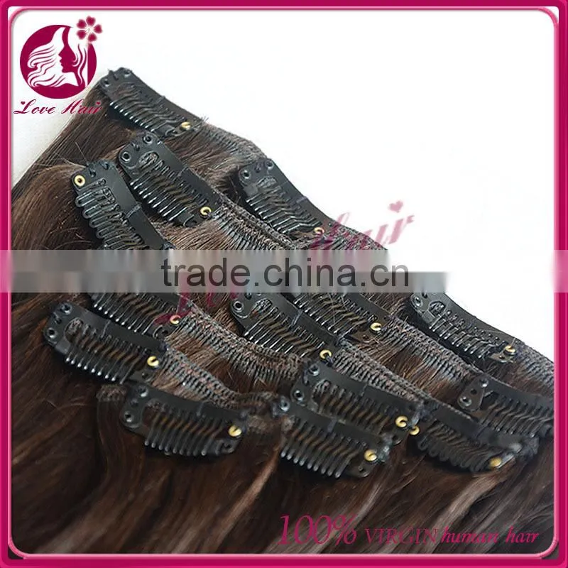 High feedback in large stock human hair 8 to 30 inch silky straight clips in hair extensions