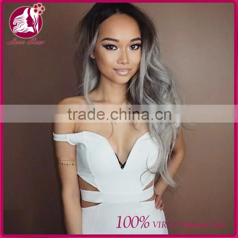 Alibaba express wholesale grade 7a virgin vietnamese 1b gray ombre human hair weave bundle for women