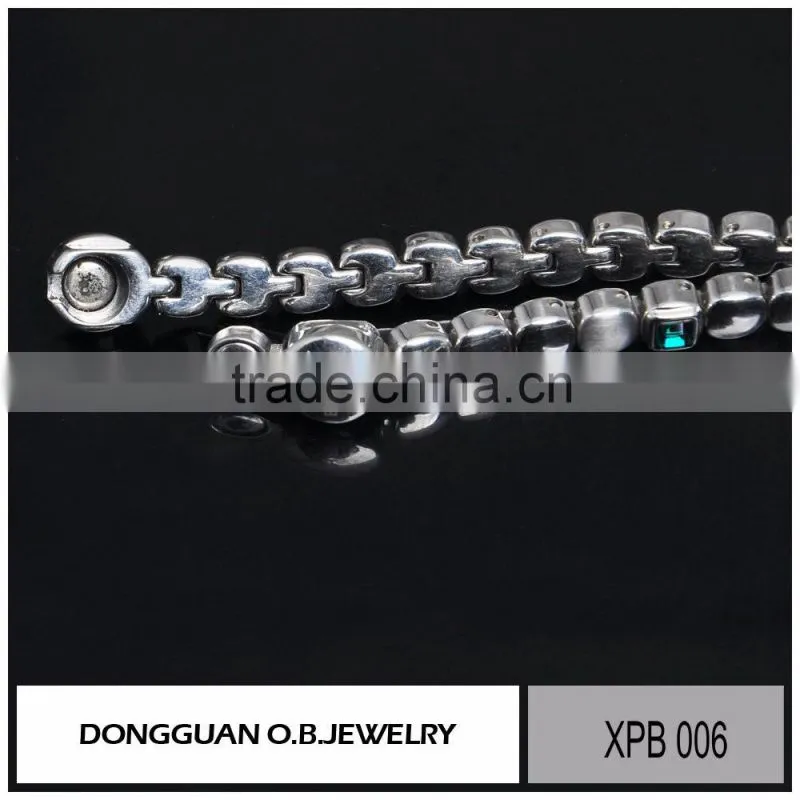 Wholesale price charm stainless steel jewelry, bracelet jewelry with green crystal