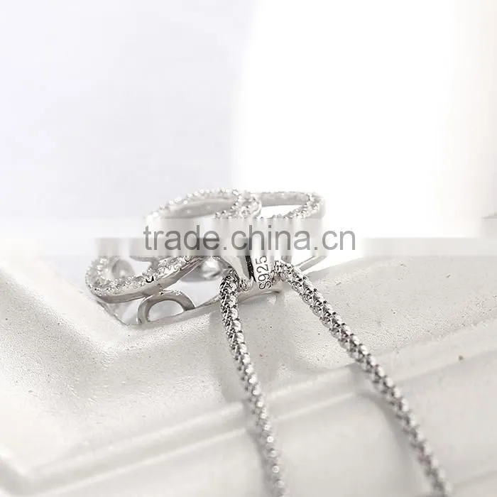 Silver Dancing Stone Heart Shape Pendant Necklace Jewelry
