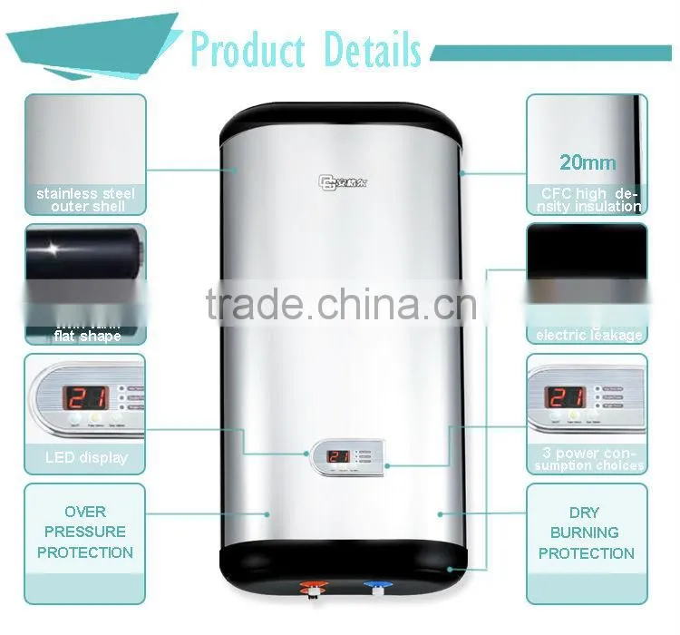 30-100Ltr 5-year 2mm thickness of the steel water heater boiler for shower