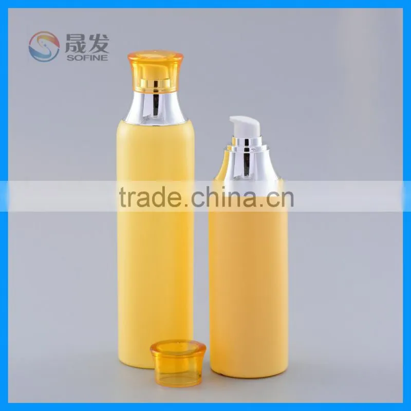 Orange color Empty plastic body lotion pump bottle