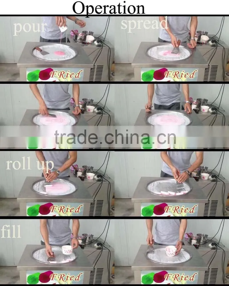 Factory make fry ice / roll ice cream making machine