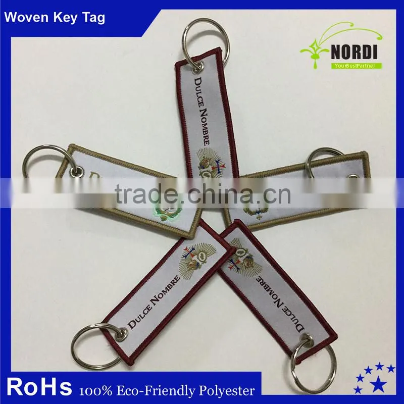 cheapest and best quality embroidery twill key chain /laser cut key tag