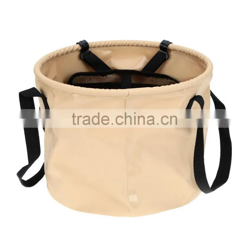 20L Folding Car Water Wash Bucket Outdoor Portable Fishing Bucket Collapsible Retractable Fishing Tackle with Hanging Mesh Bag C