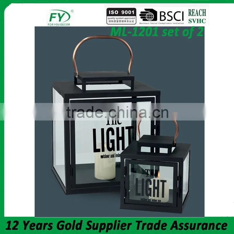 Hot sale metal and glass lanterns with CE certificate