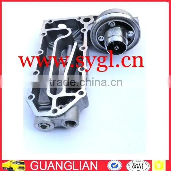Excavator Engine Parts 6CT Engine Oil Cooler Cover oil filter seat 3974324