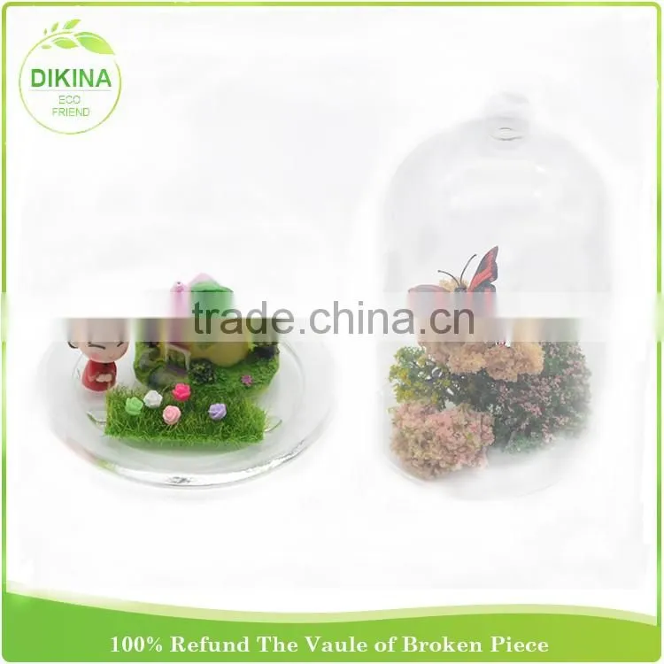 With wood base & tray, clear borosilicate Decorative jewelry cake cover large/mini jar candle holder, dome bell glass cloche