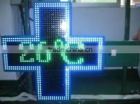Hot selling wireless control led cross display, P10 single green controller led pharmacy cross display