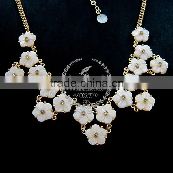 vintage white shell flower chunky choker fashion women statement necklace jewelry 2013 6390023
