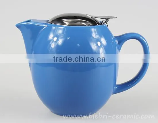 Antique Mini Color Glazed Decals Logos Printable Stoneware Teapot With Stainless Steel Lids And Infuser