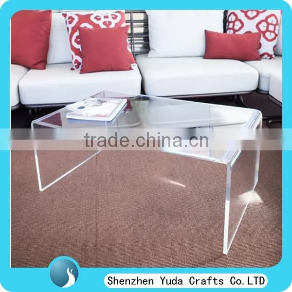 U pedestal sofa table lucite occasional table bending clear acrylic console table