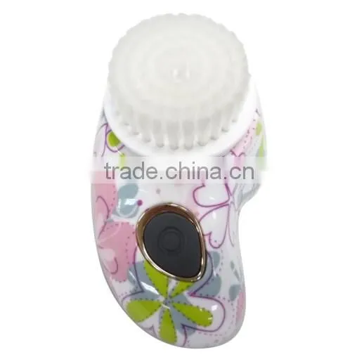 Battery opeated Flower pattern printed Electric ultrasonic face clean brush