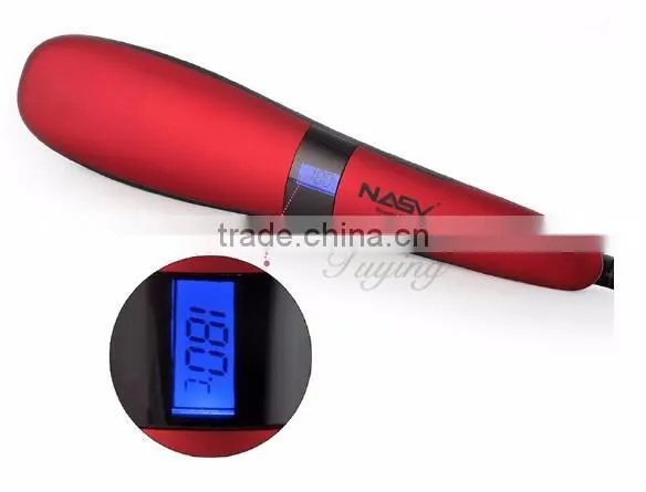 second generation 2 IN 1 anion LCD hair straightener Comb hair brush straightener