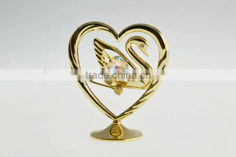 Luxury 24K Gold Plated Crystal Swan for wedding gifts