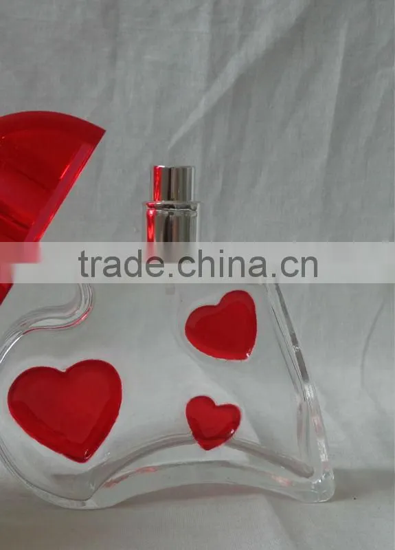 Fashion glass perfume with red designs