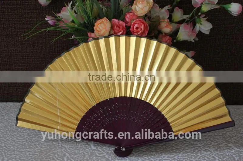 Japanese style gold color paper fan promotional