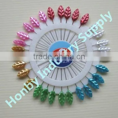 Wheel packing 55mm leaf shaped decorative pearl head pin