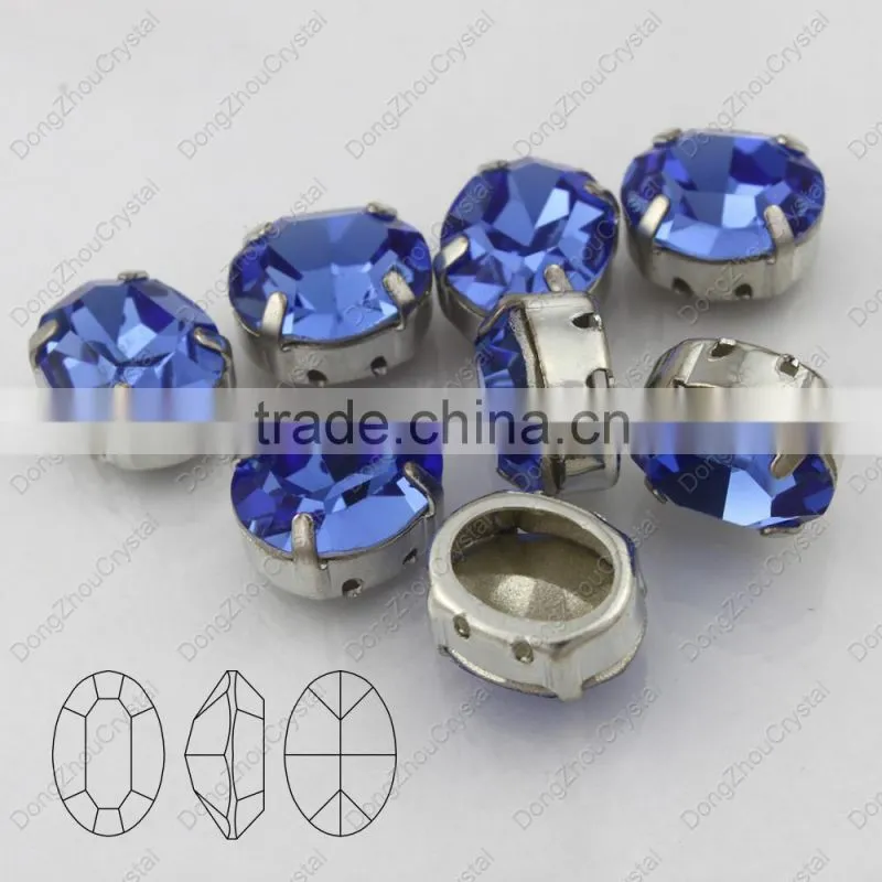 China factory price decorative lead free capri blue oval crystal rhinestone for jewelry accessories