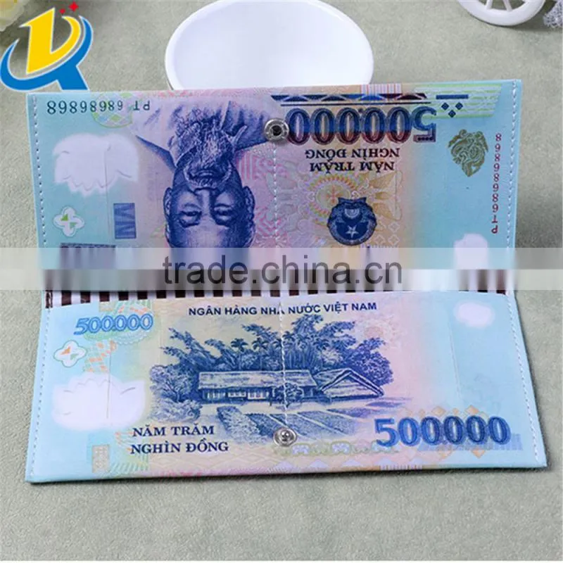 Banknotes shaped rectangle portable wholesale PU novelty wallets