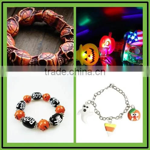 handmade small cooper beads wraps leather bracelets mens Halloween metal beads leather braid bracelets for 2016 promotional gift