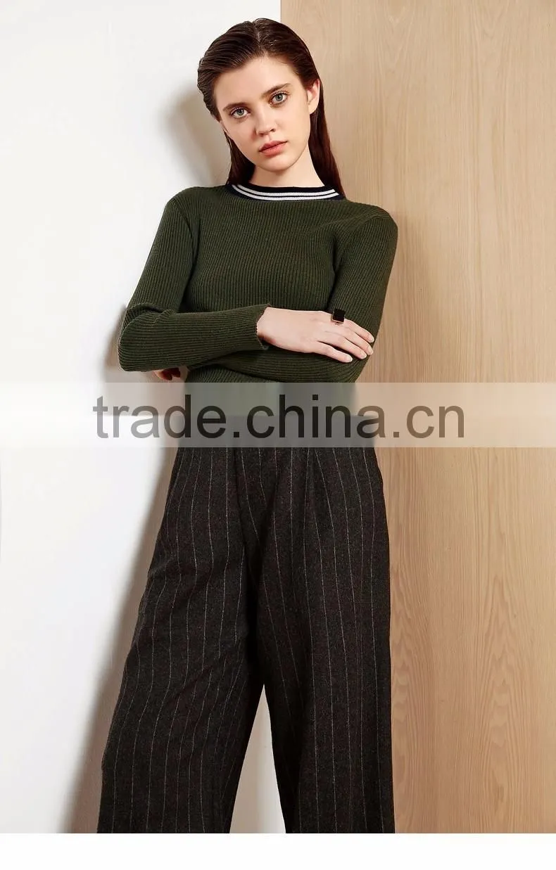 Green color women sweater 2017 fashion round-neck pullover sweater
