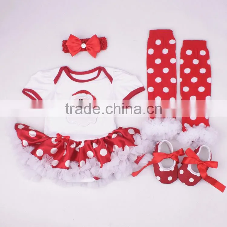 Wholesale 2015 New 4pcs 0-12M Christmas Cotton Baby Romper Set