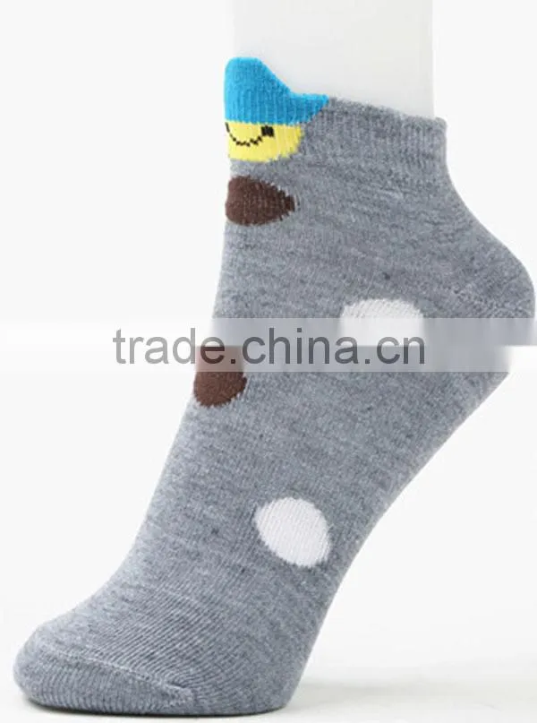 pretty polka dot smile style women cotton socks