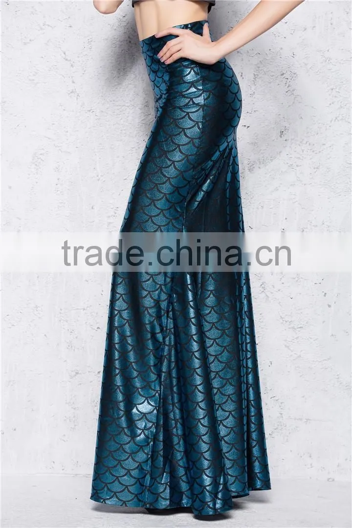 Ladies Sexy Maxi Long Shiny Mermaid Skirts Fish Scale Dress