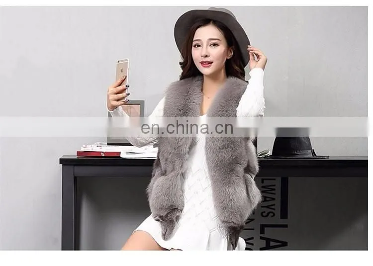 2017 New Fashion Sleeveless Outerwear Real Fox Fur Vest for Women