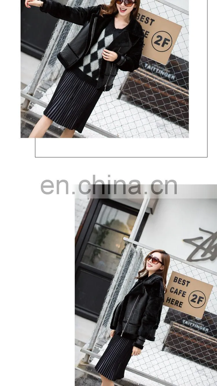 2016 Fashion Women Genuine Sheep Fur Jacket Shearling Sheepskin Coat