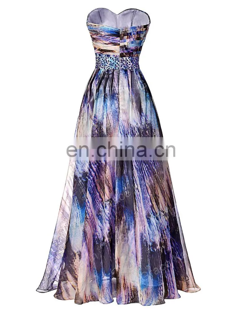 2016 Grace Karin Strapless Chiffon Ball Gown Multi Colors Prom Dress GK000036-1