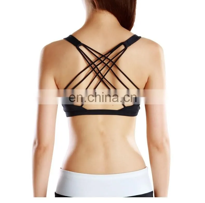 Wholesale Ladies Running Yoga Sport Bras Active Strappy Cross Back Sports Bra#S150040B