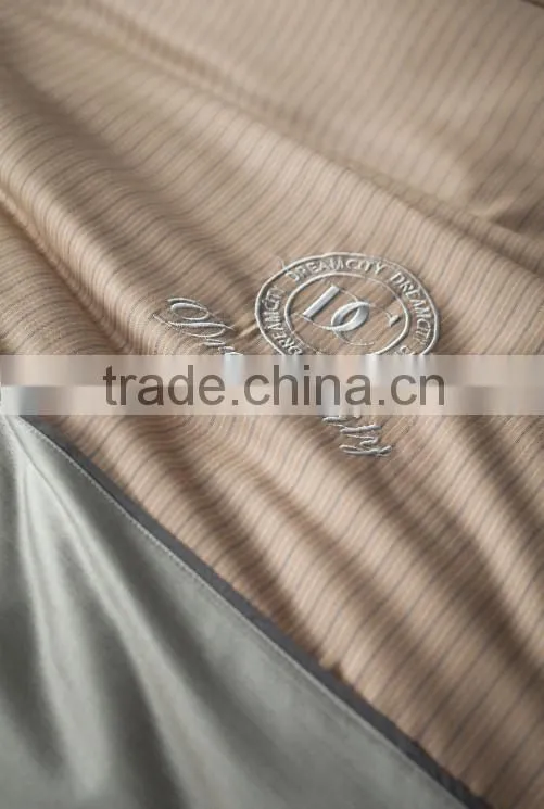 Golden color egyptian cotton flat bed sheet 6 pcs comforter set for Middle east embroidery bedding set