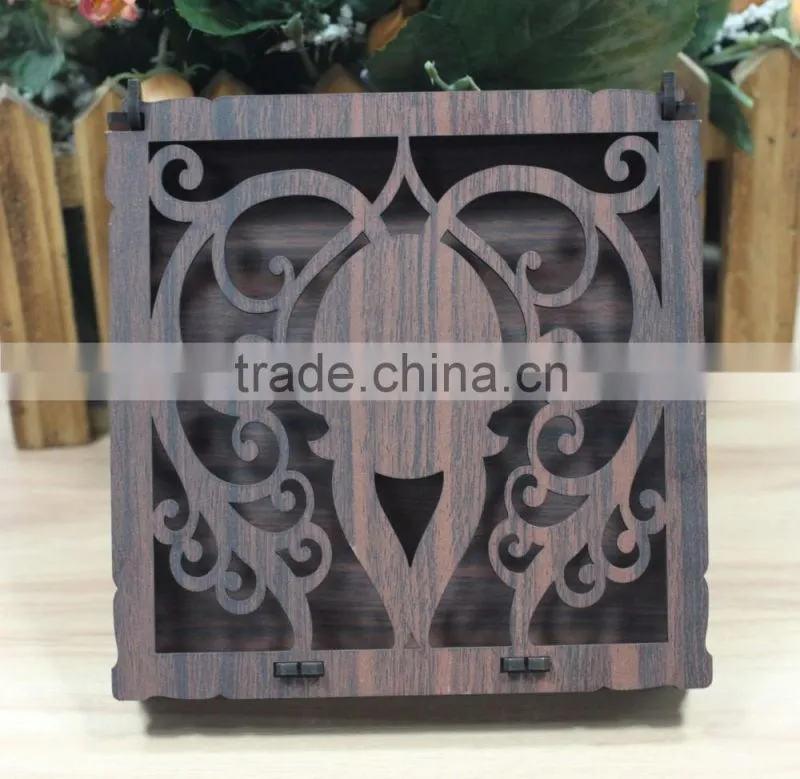 New design Material vintage style wedding invitation wooden box