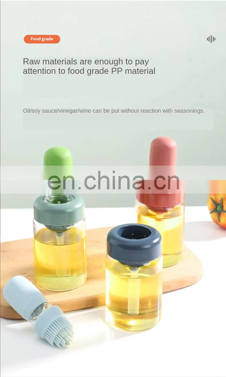 kitchen Oil Dispenser with Brush Silicone Oil Dispenser Brush Glass Container Barbecue Spray Bottle for Kitchen Accessories