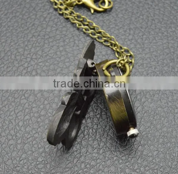 world cup 2014 watches retro fashion butterfly style necklace chain quartz pocket watch