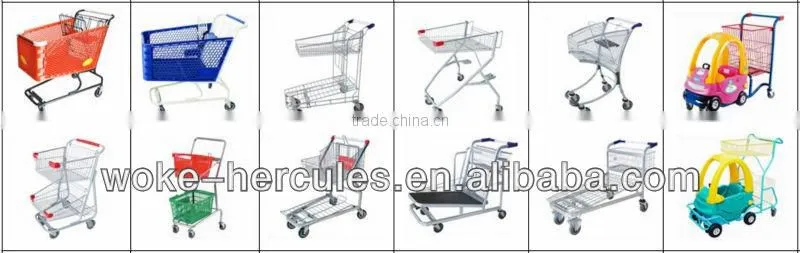 made in China rolling plastic supermarket basket with wheels