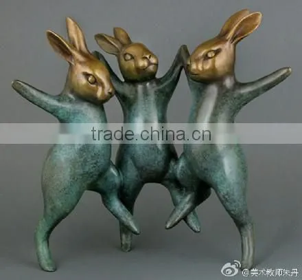 Rabits Family Modern Bronze Sculpture Urban Statue