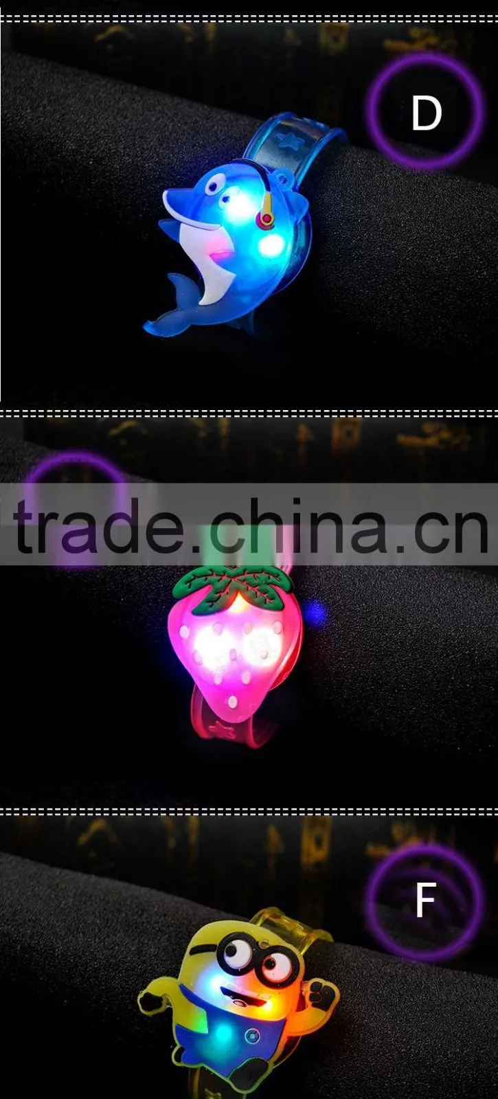 Hot Sell kids Gifts Cartoon Design Printing Flashes Custom LED Bracelet