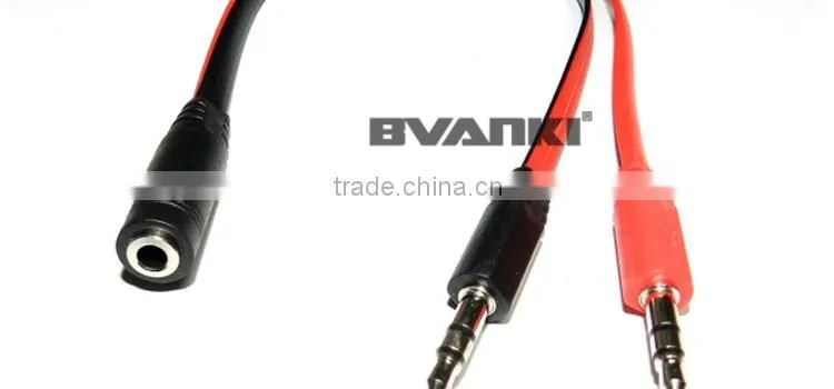 new products 2016 2 male 1 female 3.5mm heardphone y splitter aux/headphone cable free samples
