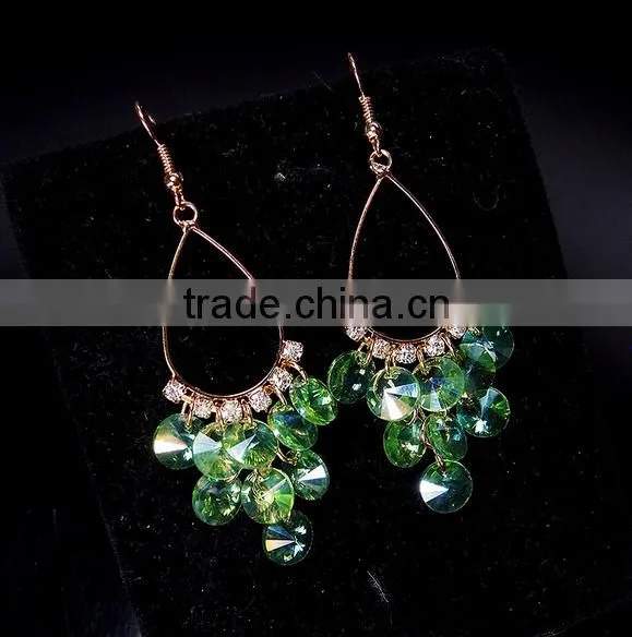 China wholesale Fashion Jewelry Light Green Beads Tassel Drop Earrings